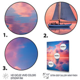 Sailboat Vibrant Pink And Sunset Reflection - Boat Canvas Wall Art