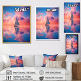 Sailboat Vibrant Pink And Sunset Reflection - Boat Canvas Wall Art
