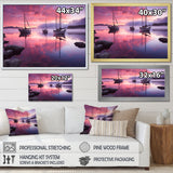 White Sailboat Pink Blue Sunset Reflection - Boat Canvas Wall Art