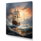 White Majestic Sailboat In Storm - Boat Canvas Wall Art