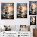 White Majestic Sailboat In Storm - Boat Canvas Wall Art