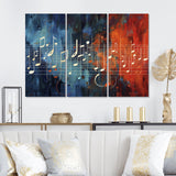 Waves Of Music Notes In Retro Orange And Blue II - Multi-Panels