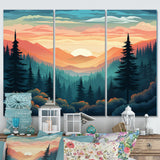 Mountain Daydreams Sunset Over Forest Trees - Split Panel Canvas Art