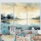 Misty Lake Tranquility Retro Watercolor I - Split Panel Canvas Art