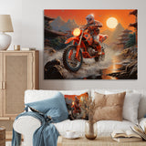 Red Dirt Bike Riding In Japanese Mountains - Bicycle Canvas Wall Art