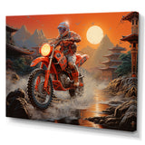 Red Dirt Bike Riding In Japanese Mountains - Bicycle Canvas Wall Art