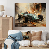 Retro Grand Prix Sports Car Illustration - Cars Race Car Canvas Wall Art