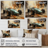 Retro Grand Prix Sports Car Illustration - Cars Race Car Canvas Wall Art