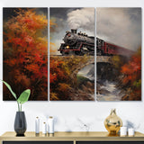 Steamtrain Crossing Autumn Bridge Painting - Multi-Panels