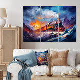 Steamtrain Travelling In Winter Snow Painting I - Multi-Panels