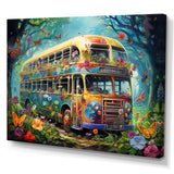 Magic Hippie Bus In The Flower Forest - Car Van Canvas Wall Art