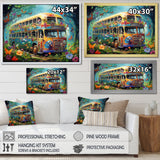 Magic Hippie Bus In The Flower Forest - Car Van Canvas Wall Art