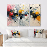 Abstract Waves Splatter Painting - 3-Piece Canvas Wall Art