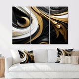 Leaf Core Ornamental Gold Streams - 3-Piece Canvas Wall Art