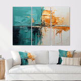 Adventure In Turquoise Orange - 3-Piece Canvas Wall Art