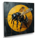 Honey Bee On Yellow - Bee Large Canvas Wall Art