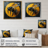 Honey Bee On Yellow - Bee Large Canvas Wall Art