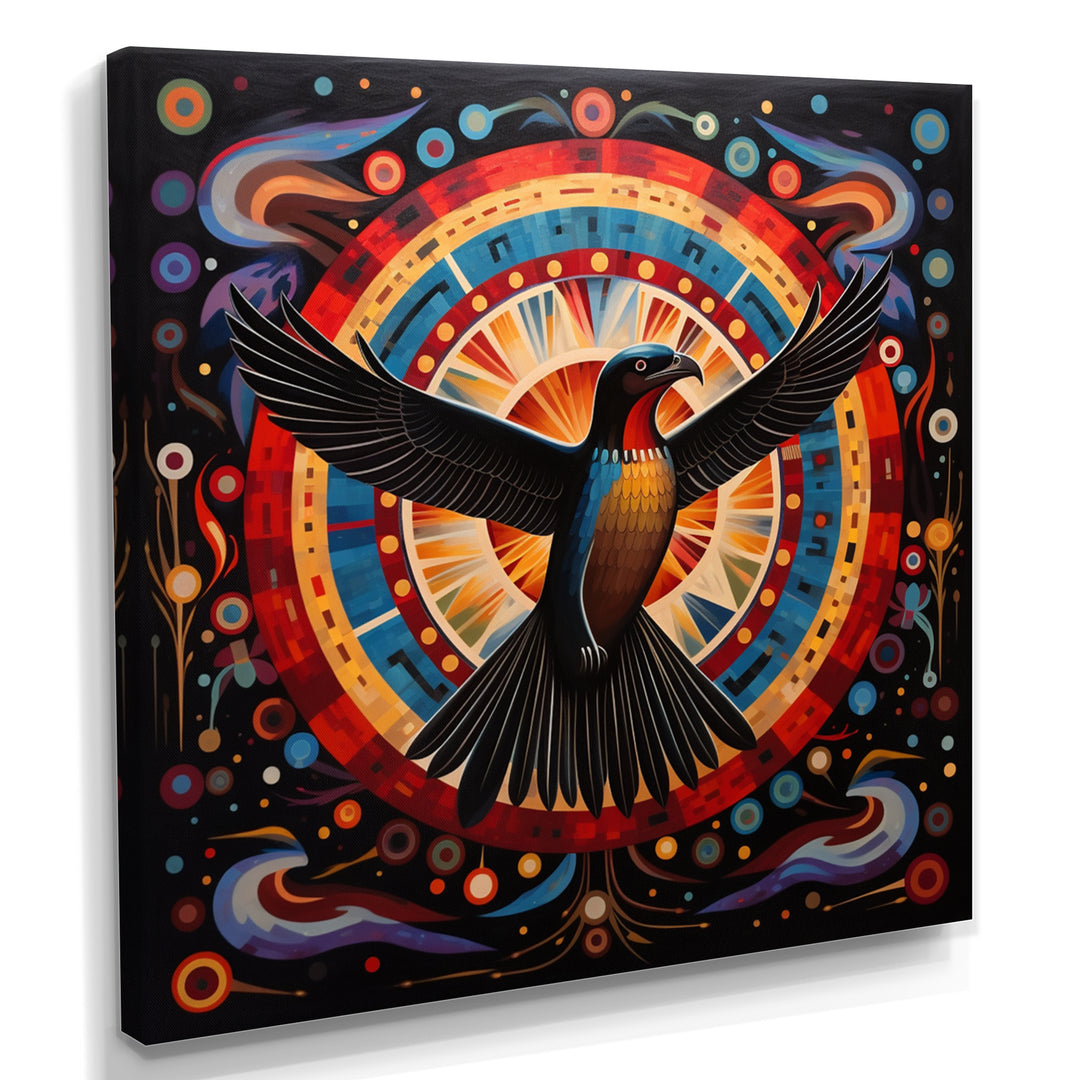 Majestic Black Eagle Ethnic Seal - Multi-Color Eagle Wall Art