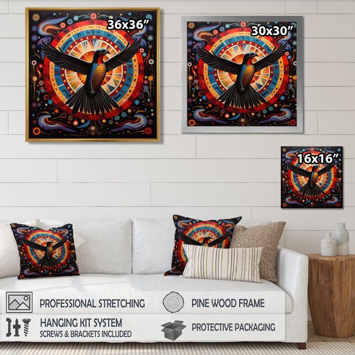 Majestic Black Eagle Ethnic Seal - Multi-Color Eagle Wall Art