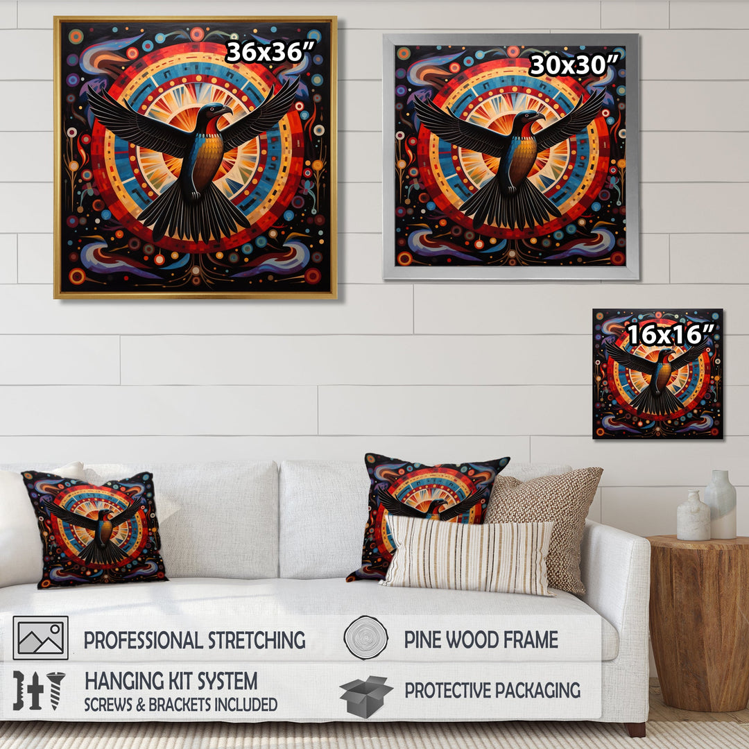 Majestic Black Eagle Ethnic Seal - Multi-Color Eagle Wall Art