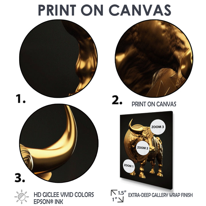 Bullish Momentum Bitcoin Bull - Bull Canvas Wall Art