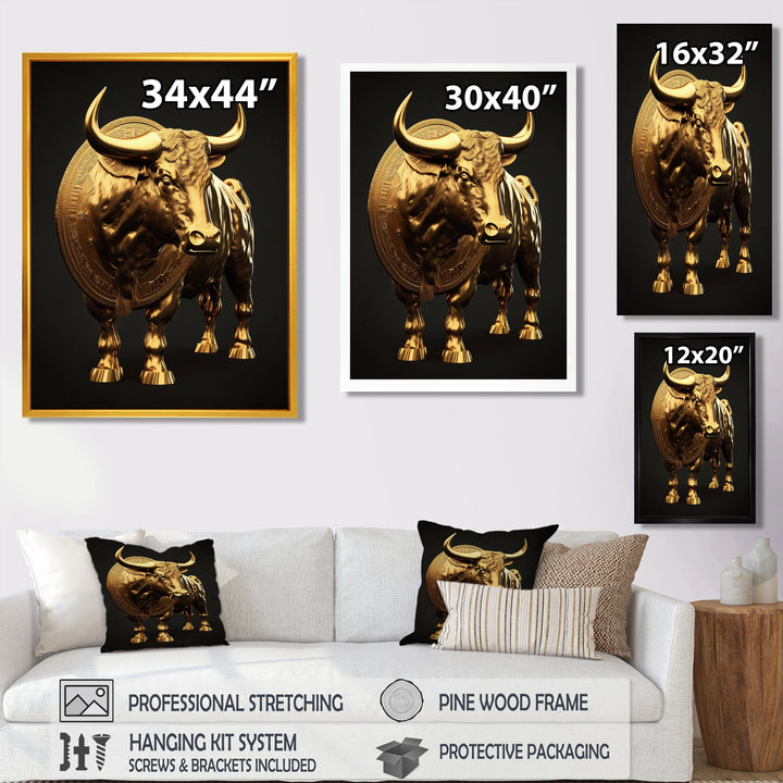 Bullish Momentum Bitcoin Bull - Bull Canvas Wall Art