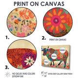 Colorful Flower Boho Bull - Bull Canvas Wall Art