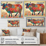Colorful Flower Boho Bull - Bull Canvas Wall Art
