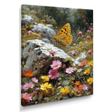 Tiger Swallowtail On Rock In Flower Field - Butterfly Wall Art Prints