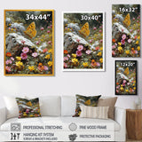 Tiger Swallowtail On Rock In Flower Field - Butterfly Wall Art Prints