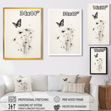 Butterfly Petals of Promise Minimal Monochrome - Butterfly Framed Canvas Art