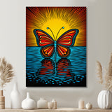 Glorious Butterfly On Red Blue - Butterfly Large Canvas Wall Art