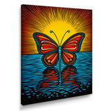 Glorious Butterfly On Red Blue - Butterfly Large Canvas Wall Art