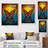 Glorious Butterfly On Red Blue - Butterfly Large Canvas Wall Art
