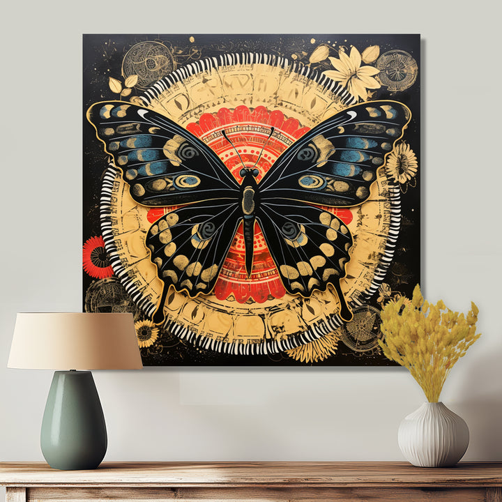 Monarch Collage On Glam Gold Seal - Butterfly Home Decor Art