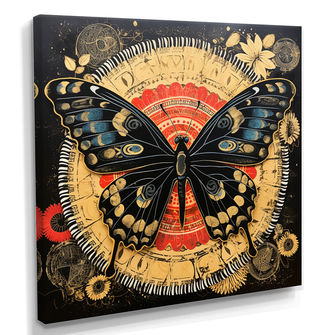 Monarch Collage On Glam Gold Seal - Butterfly Home Decor Art