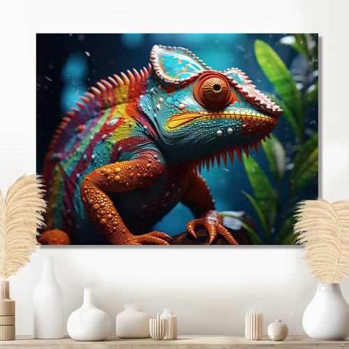 Colorful Chameleon Portrait - Forest Animals Canvas Wall Art