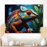Colorful Chameleon Portrait - Forest Animals Canvas Wall Art