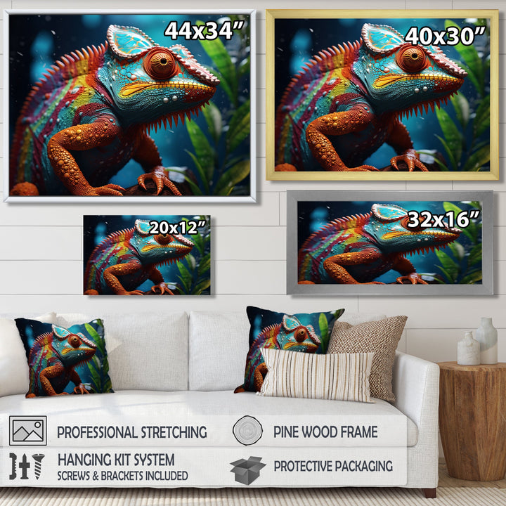 Colorful Chameleon Portrait - Forest Animals Canvas Wall Art