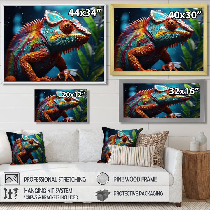 Colorful Chameleon Portrait - Forest Animals Canvas Wall Art