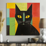 Minimal Black Cat Portrait - Cat Canvas Wall Art