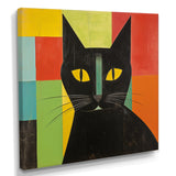 Minimal Black Cat Portrait - Cat Canvas Wall Art