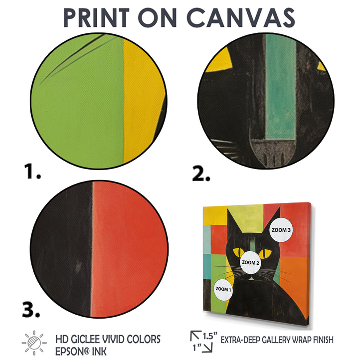 Minimal Black Cat Portrait - Cat Canvas Wall Art