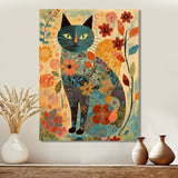 Boho Cat Flower Collage - Multi-Color Cat Wall Art