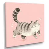 Fluffy Tiger Cat On Pink - Cat Living Room Wall Art