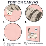 Fluffy Tiger Cat On Pink - Cat Living Room Wall Art