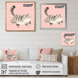 Fluffy Tiger Cat On Pink - Cat Living Room Wall Art