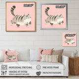 Fluffy Tiger Cat On Pink - Cat Living Room Wall Art