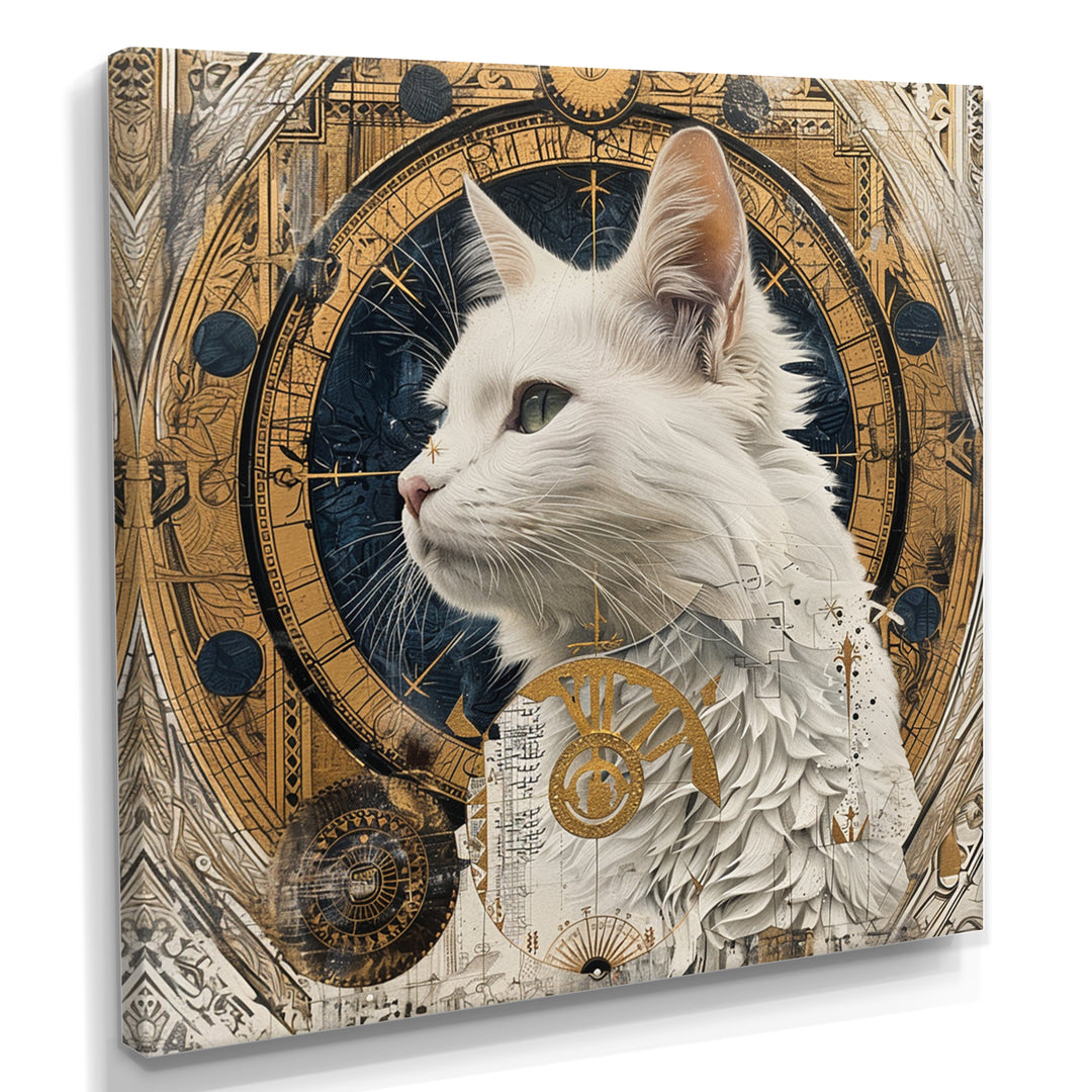 Collage Majestic White Cat - Cat Bedroom Wall Art