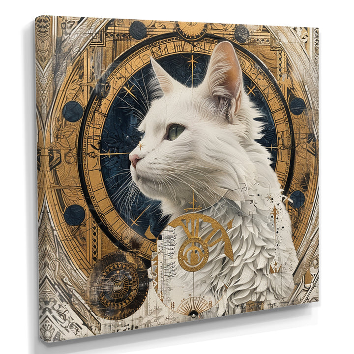 Collage Majestic White Cat - Cat Bedroom Wall Art